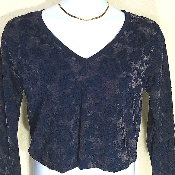 Carol Anderson Tops - Carol Anderson Shirt top v neck crop long sleeve textured flocked